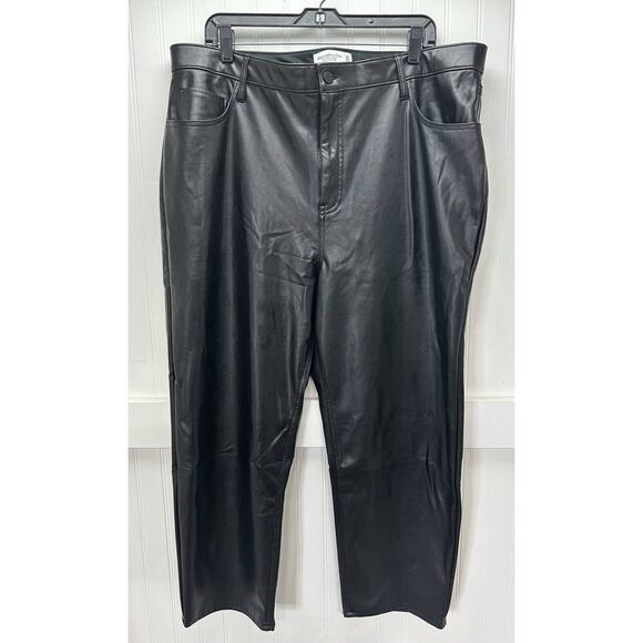 Abercrombie Fitch Ankle Straight Ultra Hi-Rise Faux Leather Pant 35/20 Black EUC - Picture 3 of 15